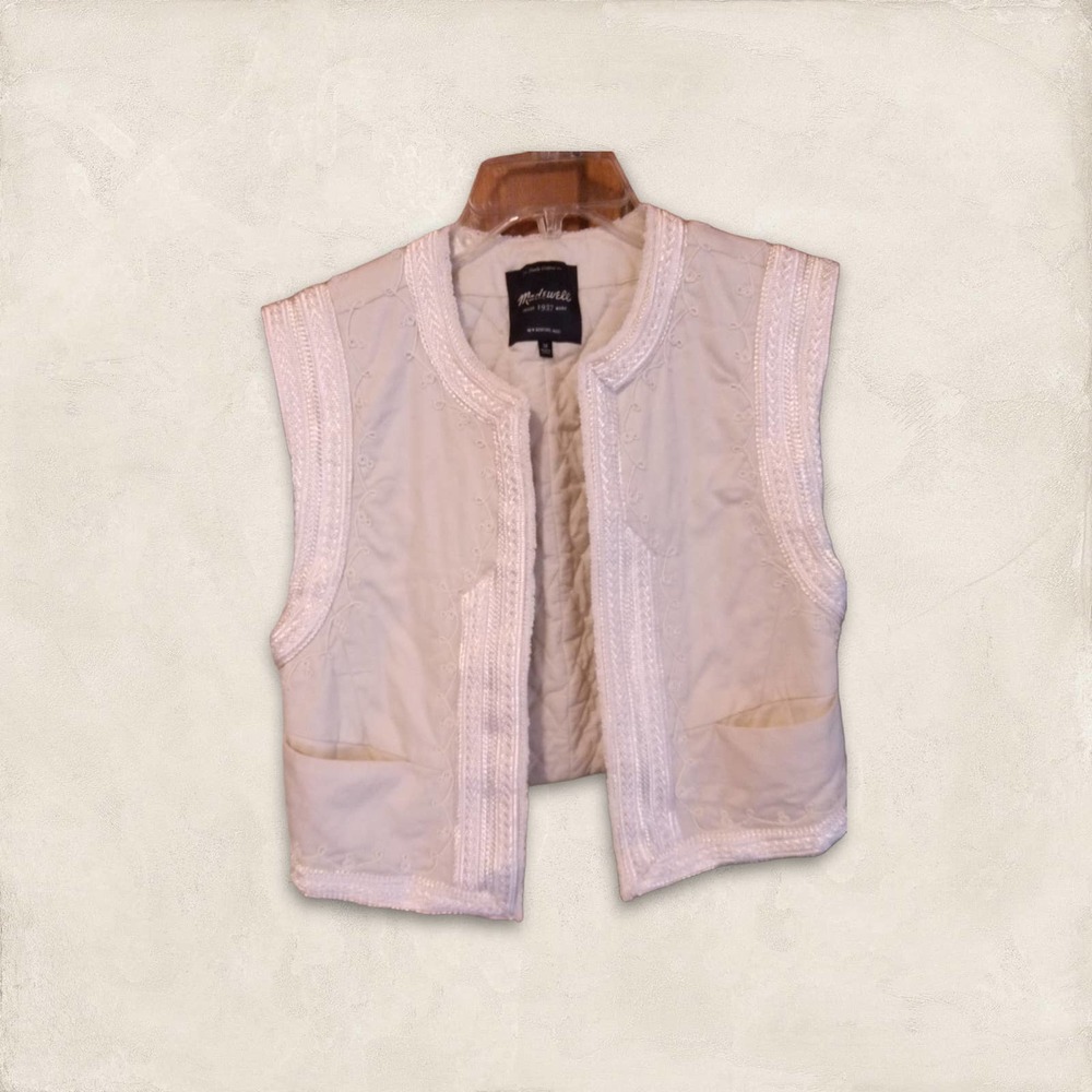 Madewell vest with embroidered embellishments, Size Medium